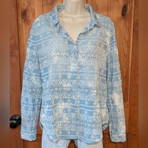 dylan Light Blue Eyelet Button Down‎ Shirt